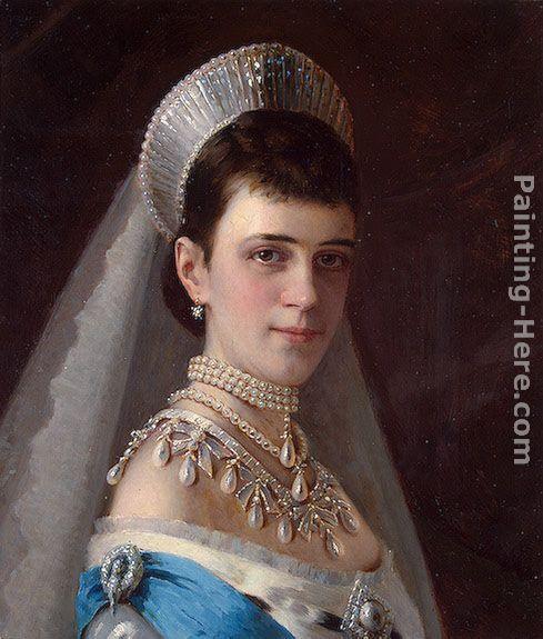 Ivan Nikolaevich Kramskoy Portrait of Empress Maria Fyodorovna in a Head-Dress Decorated with Pearls
